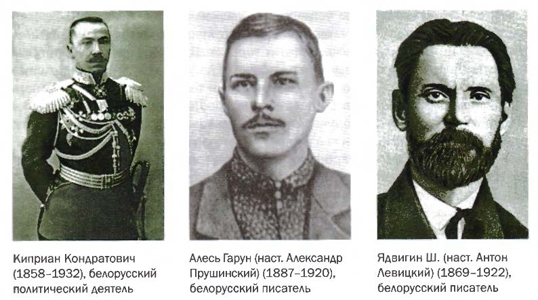 Белорусские деятели Киприан Кондратович, Алесь Гарун, Ядвигин Ш.