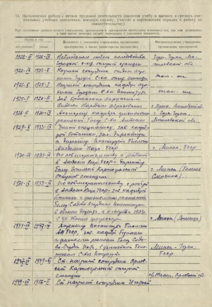 Личный листок по учету кадров.1957 г.