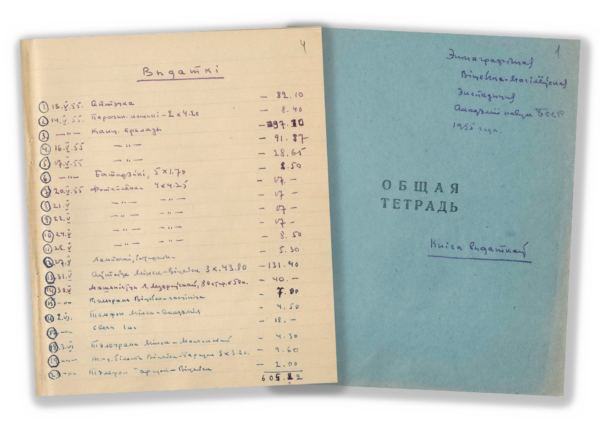 Тетрадь учета расходов по Витебско-Могилевской этнографической экспедиции  Академии наук БССР. 1955&nbsp;г.